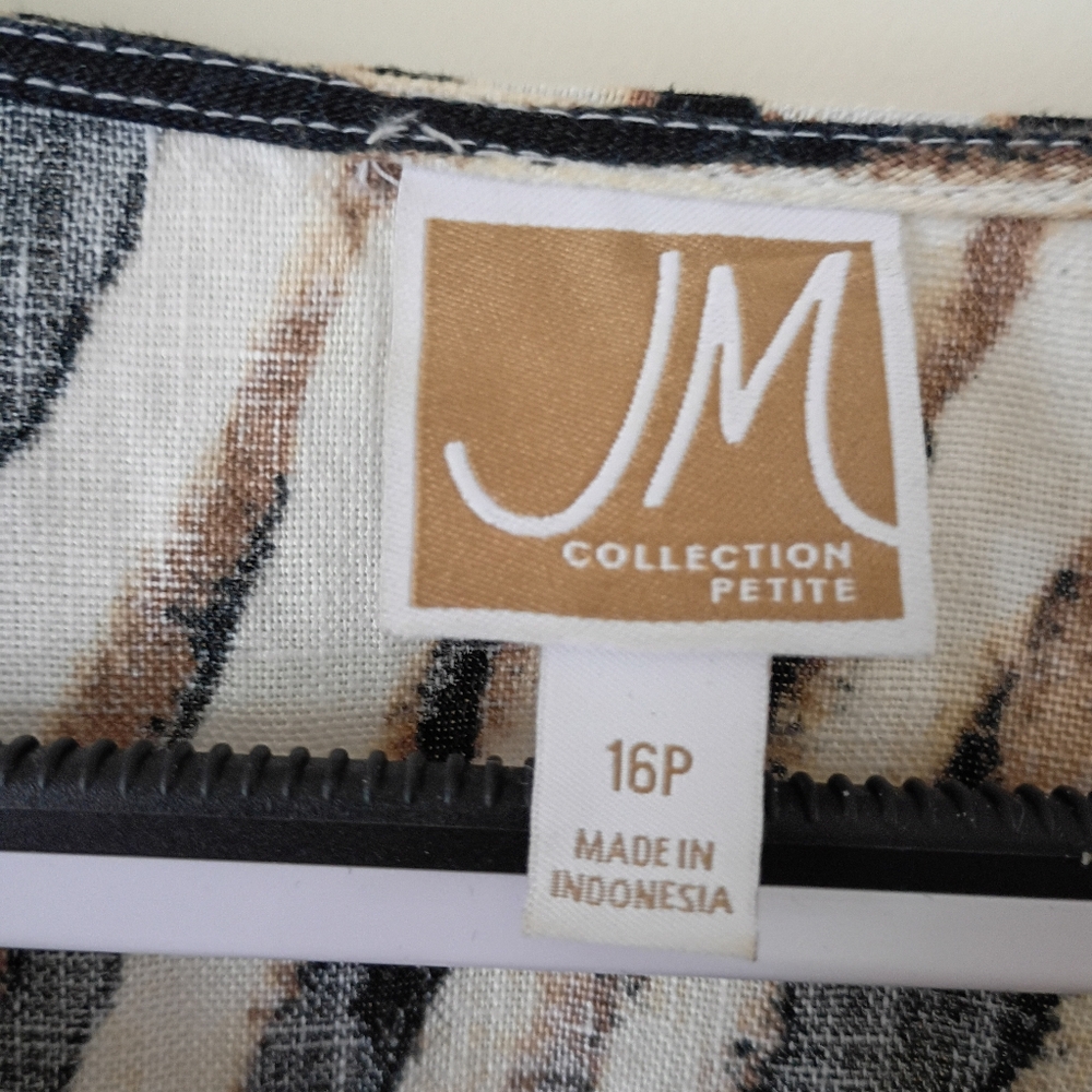 JM Collection Women's Zebra-Print Blouse - Black and Cream - Picture 4 of 5